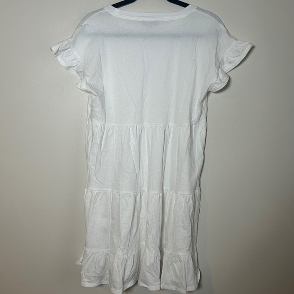 NWT J.Crew RE-IMAGINED Tiered Midi Dress White Ruffle Sleeve 100% Cotton Size S - Picture 2 of 6